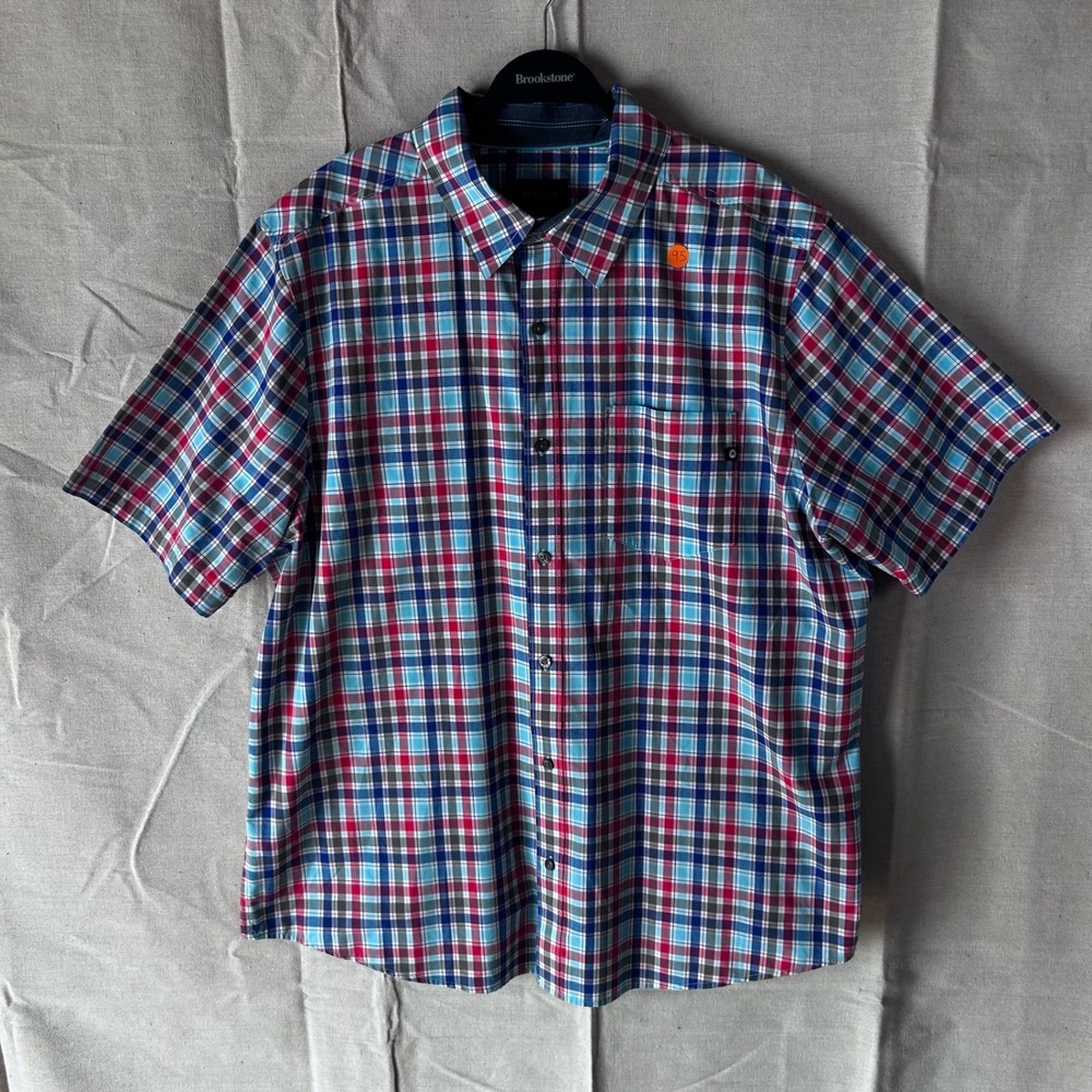 Marmot Mens XXL Short Sleeve Plaid Button Down Shirt Multicolor Performance Hike